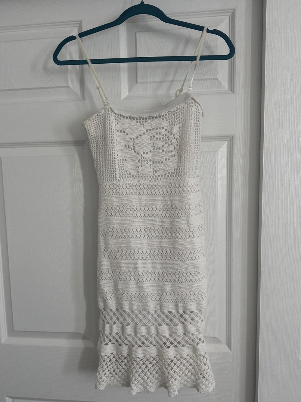 Guess White Crochet Spaghetti Strap Dress